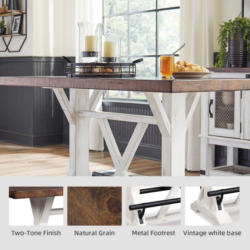 Valebeck Brown and White Reclaimed Wood Counter Height Table
