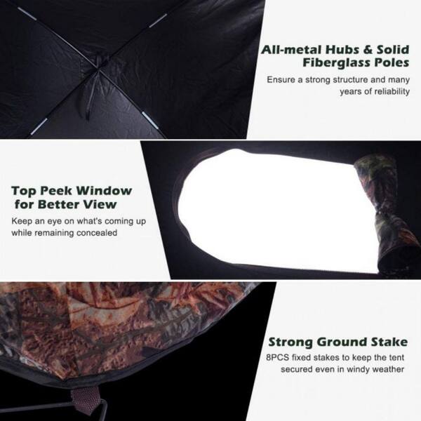 Your Choice Store De Chasse Transparent à 270° Pour 2 à 3 Personnes, Silencieux, Portable Et Durable, Pour Cerf, équipement De Chasse En Dinde ( Camouflage Marron