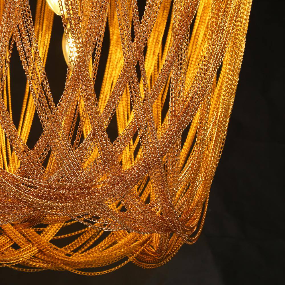 Glamorous Brass and Crystal 9-Light Chandelier with Gold Fringe