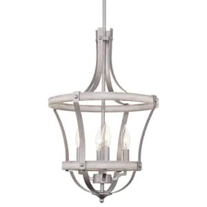 Laurel 60-Watt 4-Light Galvanized Steel Modern Chandelier with Clear Seeded Shade, No Bulb Included