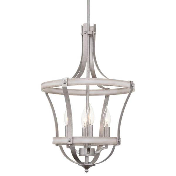 Kira Home Laurel 60-Watt 4-Light Galvanized Steel Modern Chandelier with Clear Seeded Shade, No Bulb Included