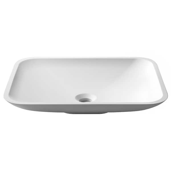 KRAUS Natura Rectangle Solid Surface Vessel Sink in White KRAUS Natura Rectangle Solid Surface Vessel Sink in White