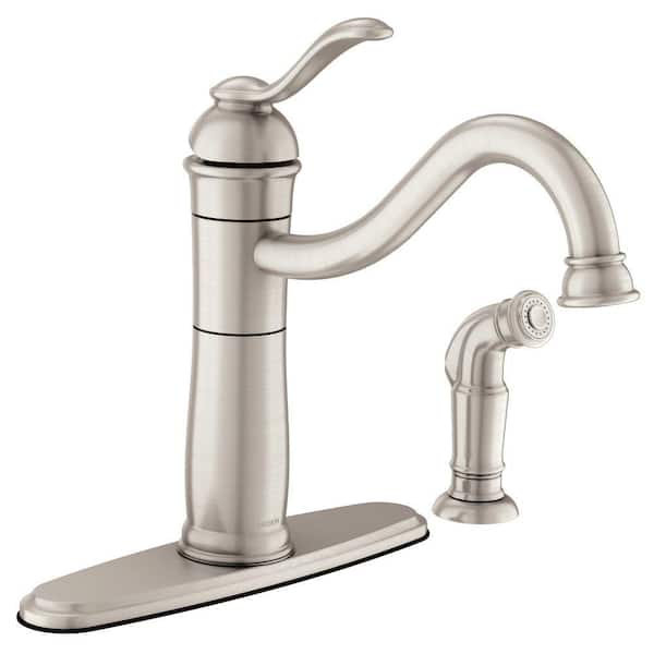 MOEN Walden Single-Handle Standard Kitchen Faucet with Side Sprayer in Spot Resist Stainless
