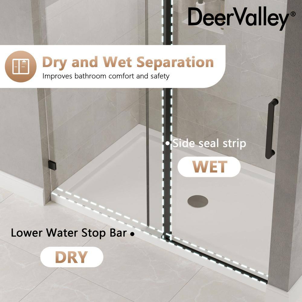 Concord Black Frameless Sliding Shower Door with Tempered Glass