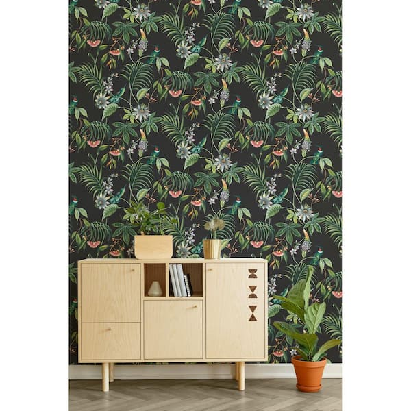 Adilah Dark Tropical Floral Wallpaper