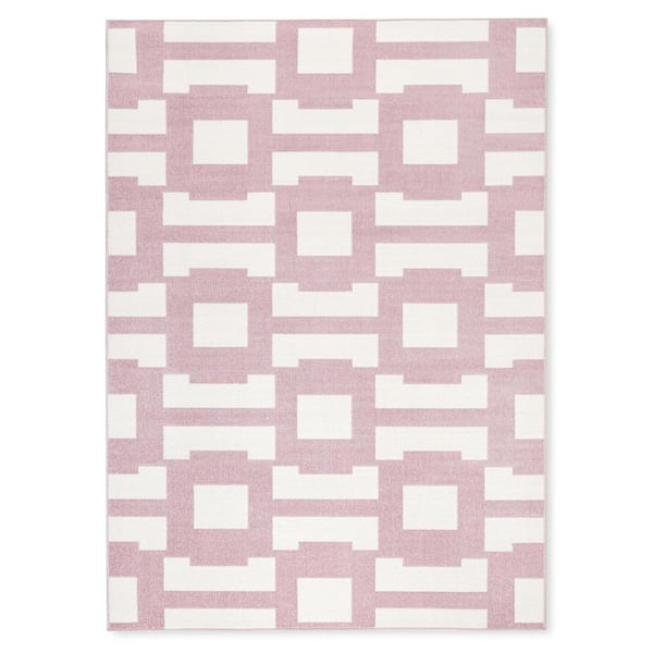 Isla Coastal Geo Purple/Ivory 8 ft. x 10 ft. Indoor Outdoor Area Rug