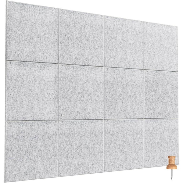 47 x 35 Large Felt Bulletin Board Light Gray Sound Insulation Impact Resistant for Office Home Decor 12-Pack