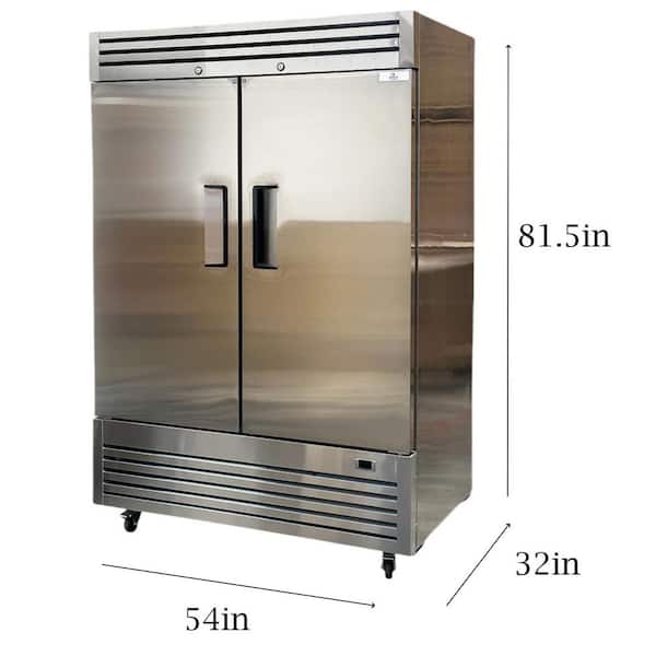 54 in. W 47cu. Ft. Auto / Cycle Defrost Commercial 2-Door Reach in Upright Freezer in Stainless Steel