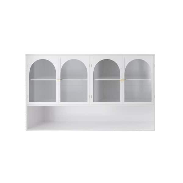 9.05-in W x 47.25-in D x 27.55-in H Glass Metal Ready to Assemble Upper Wall Mounted Four-Door Kitchen Cabinet in White