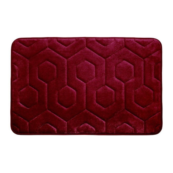 BounceComfort Hexagon Red 17 in. x 24 in. Memory Foam Bath Mat