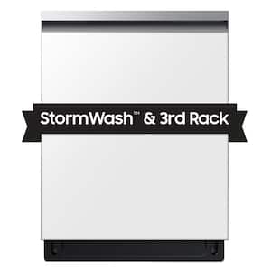 Bespoke Smart 46 dBA Dishwasher with StormWash and AutoRelease Door in White Glass