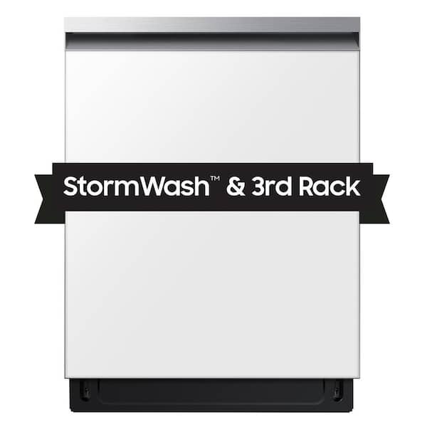 Samsung Bespoke Smart 46 dBA Dishwasher with StormWash and AutoRelease Door in White Glass