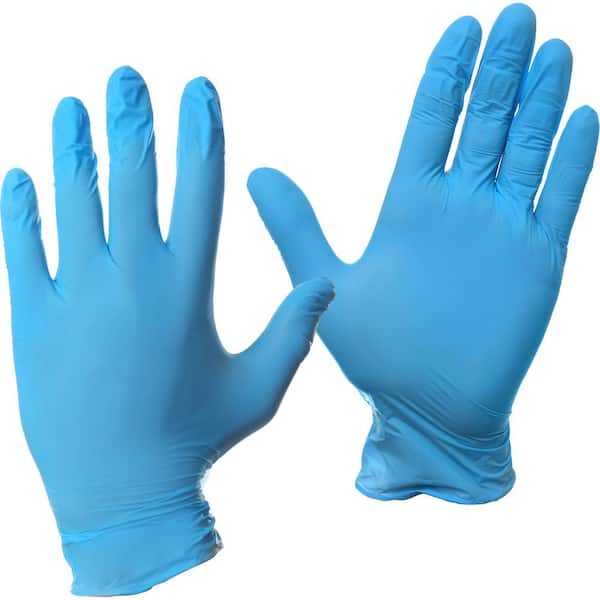 100 LATEX POWDER FREE GLOVES DISPOSABLE BLUE VINYL BOX OF SIZE L LARGE 50 PAIRS 