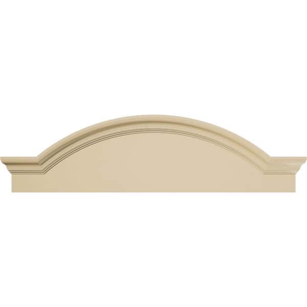 46 in. W x 12-1/2 in. H x 2-1/2 in. P Segment Arch W/Flankers Smooth Signature Urethane Pediment, Primed Tan