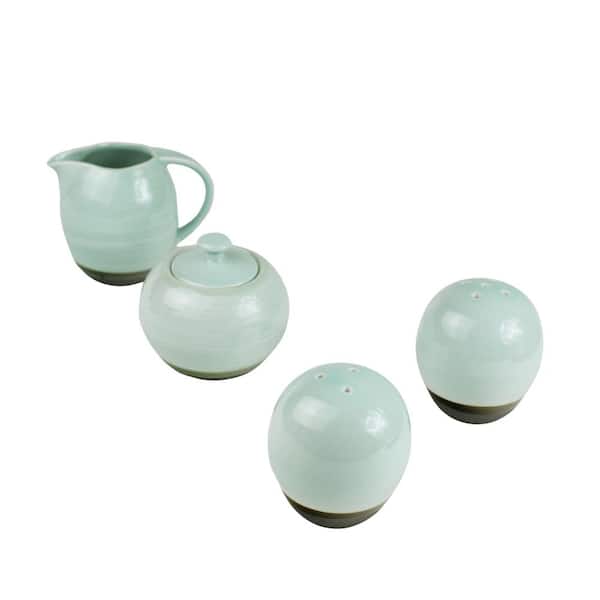 Euro Ceramica 11 fl.oz. Diana Green Porcelain Breakfast Accessory Set