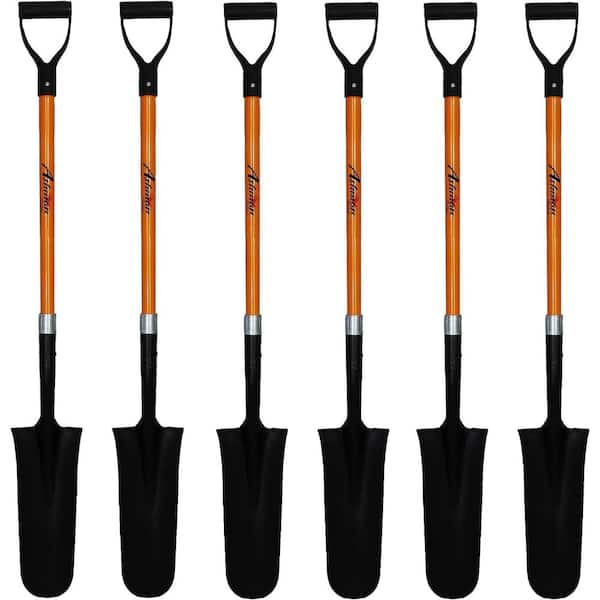 Drain Spade Shovel 48 in. Durable Length Metal Blade Fiberglass Rubber Grip, Multi-purpose Ashman Drain Spade (6-Pack)