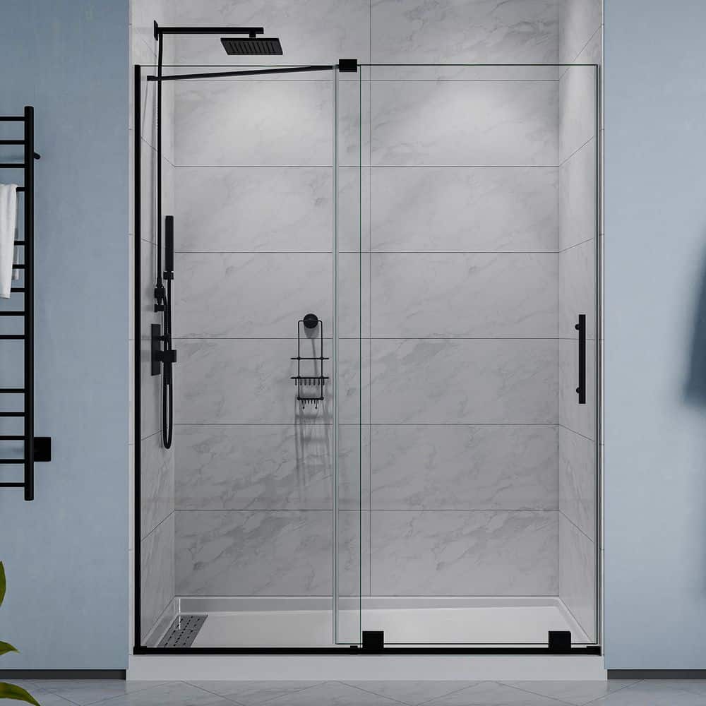 Longboat Series 76 in. 60 in. Semi-Frameless Sliding Shower Door Matte Black price history on PriceWatchPro