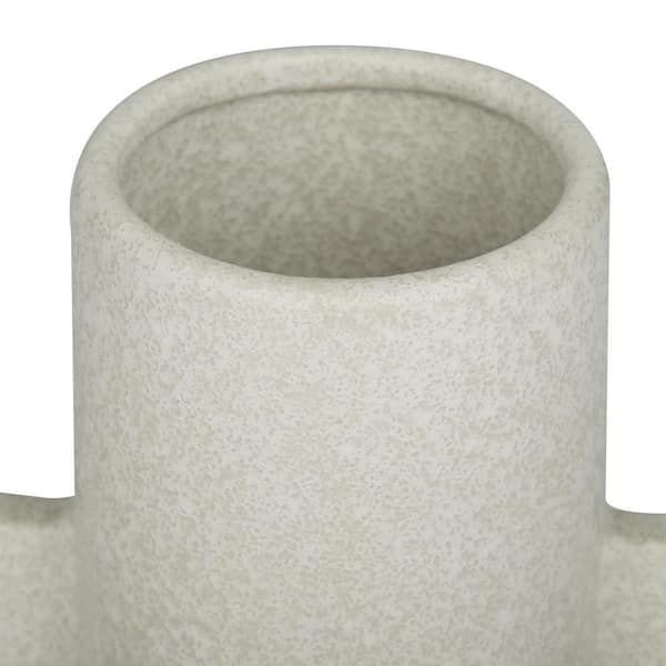 11 in. Handmade Modern White Ceramic Round Decorative Vase for Pampas Grass