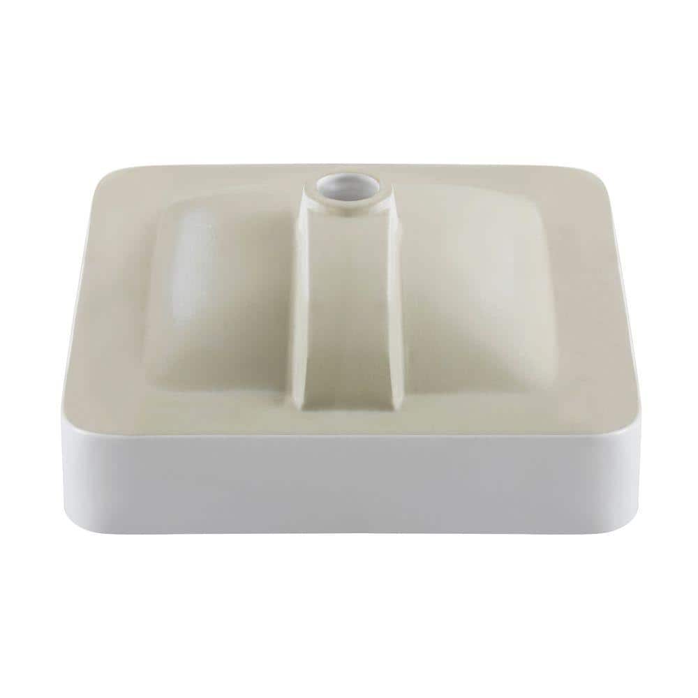 Elavo White Ceramic Square Semi-Recessed Bathroom Sink