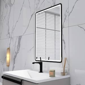 24 in. W x 32 in. H Rectangular Frameless Anti-Fog LED Ligth Wall Bathroom Vanity Mirror in Black