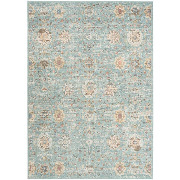 Nourison Washable Decor Blue 7 ft. x 9 ft. Medallion Traditional Area Rug