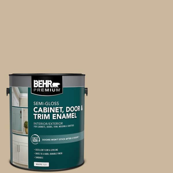 BEHR PREMIUM 1 gal. #MQ2-21 Elemental Tan Semi-Gloss Enamel Interior ...