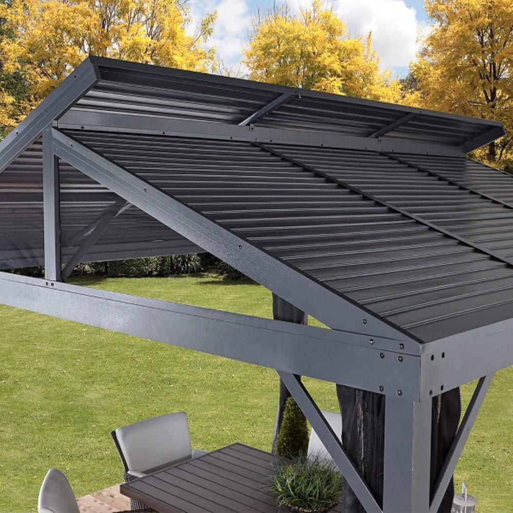 Sanibel II 10 ft x 10 ft Gray Aluminum and Steel Gazebo with Mosquito Netting
