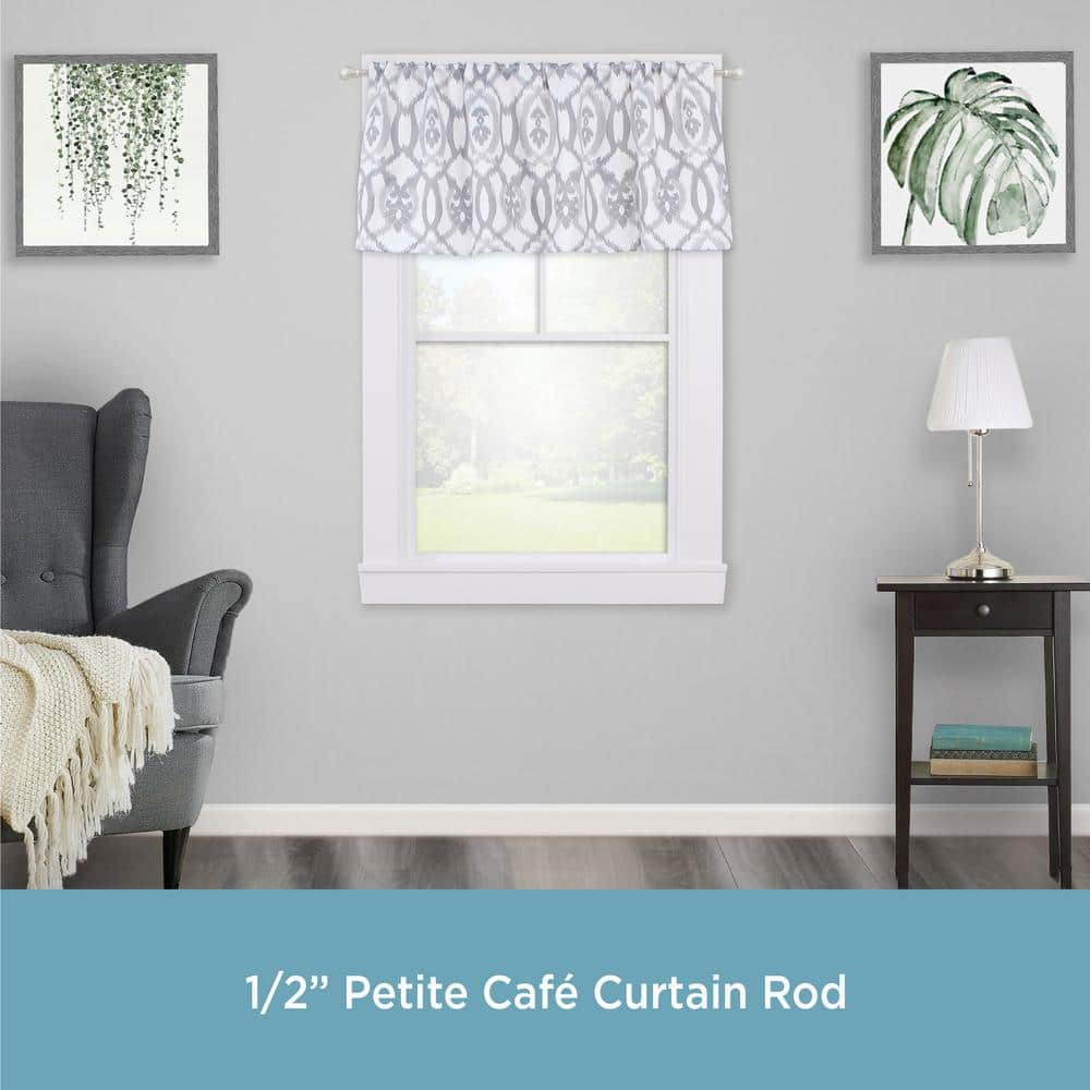 Brushed Nickel Adjustable Petite Cafe Curtain Rod with Ball Finials