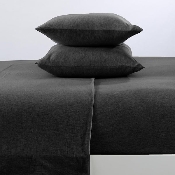 FRESHFOLDS Ultra 4-Piece Charcoal Soft Cotton Jersey Full Knit Sheet Set