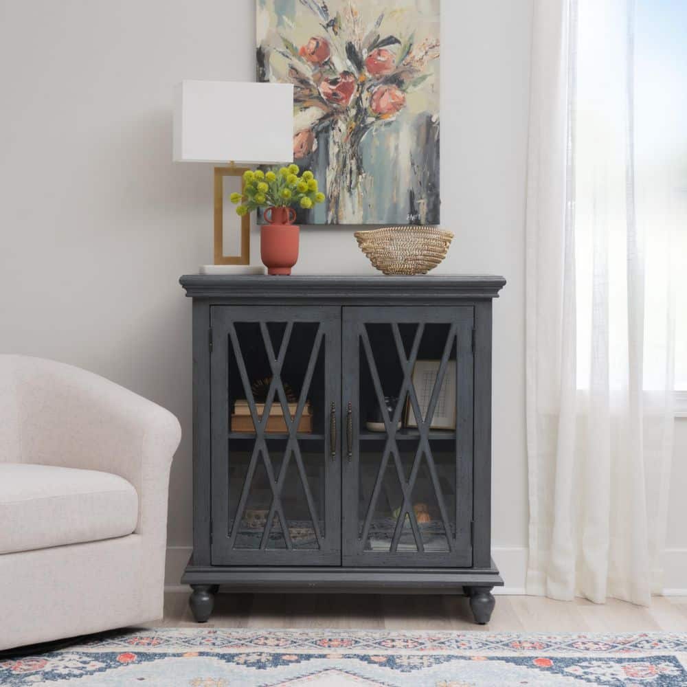 Trace Blue Gray 39 in. Accent Storage Cabinet with 1 Shelf and 2 Doors price history on PriceWatchPro