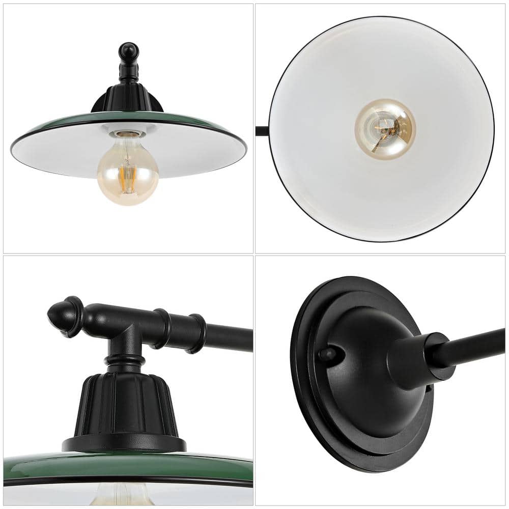 Bonner Farmhouse 12" Green Iron LED Victorian Lantern Sconce
