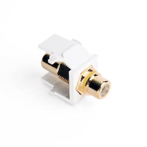 QuickPort RCA Gold-Plated Connector Yellow Stripe, White