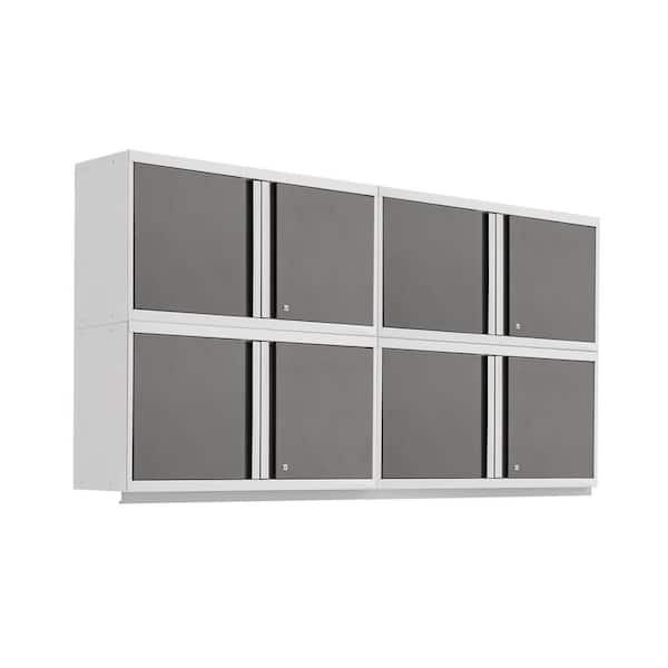 NewAge Products Pro Series Welded Steel 4-Shelf Wall Mounted Garage Cabinet in Gray (168 in W x 24 in H x 14 in D)