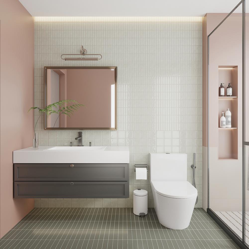Lineas 8"x 8" White Glossy Ceramic Wall Tile