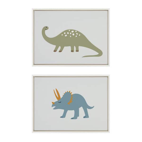 Sylvie "1013 Brontosaurus and 1013 Triceratops" by Teju Reval of Snazzyhues 2 Piece Framed Art Print 18 in. x 24 in.