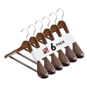 Vintage Wooden Suit and Coat Hanger with Grooved, Non Slip Pant Bar 6-Pack