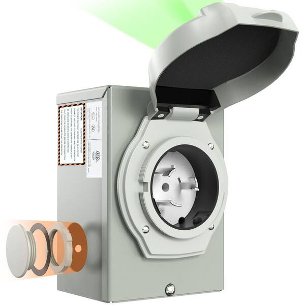 小物 0220&0502 N/A 50 Amp NEMA SS2-50P 125/250V 12500W Generator Inlet Box w/ LED