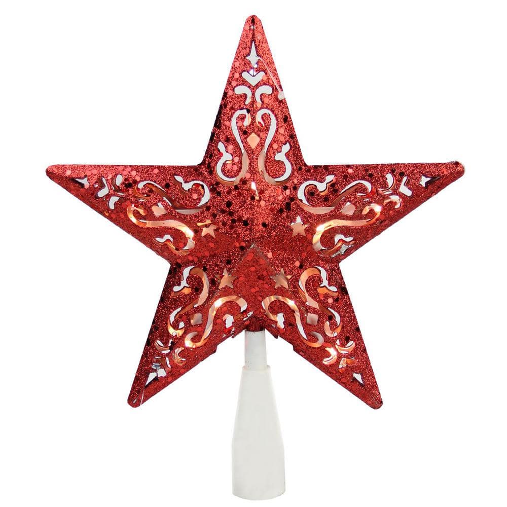 motto Rengør soveværelset vandring Northlight 8.5 in. Red Glitter Star Cut-Out Design Christmas Tree Topper -  Clear Lights 32606348 - The Home Depot