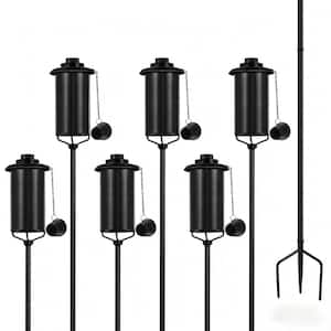 6-Pack 16 oz. Metal Garden Citronella Torches, 59 in. Outdoor Torches w/ 3-Prong Grounded Stake for Yard and Patio Decor