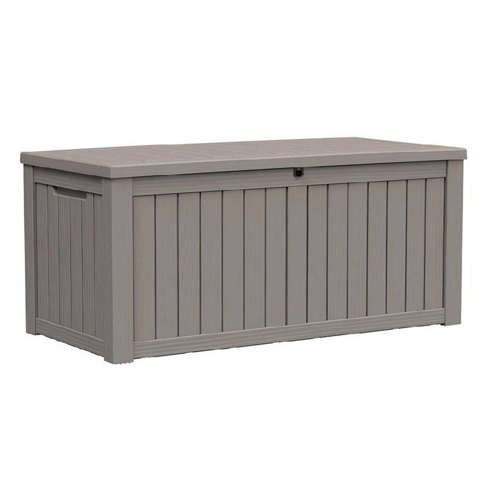 120 Gal. Waterproof Outdoor Resin Storage Deck Box, Large Lockable Capacity, Versatile Deck Storage Bench for Garden