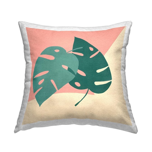 Stupell Industries Tropical Monstera Leaves Pink Square Outdoor Throw Pillow