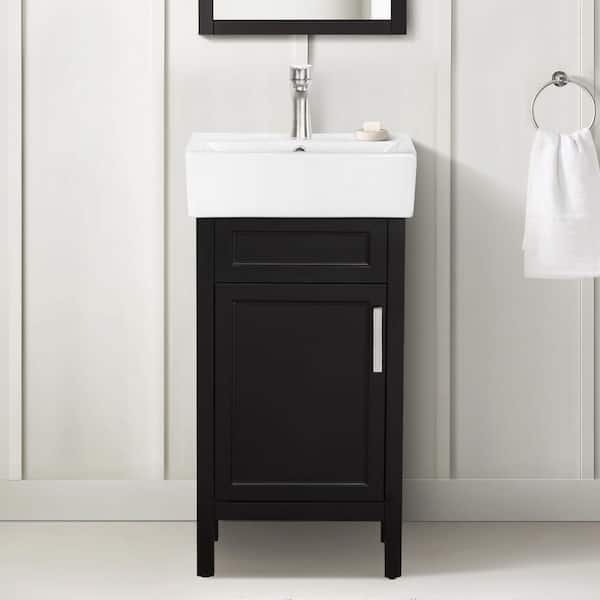 Arvesen 18 in. Single Sink Espresso Bath Vanity with White Ceramic Top (Assembled)