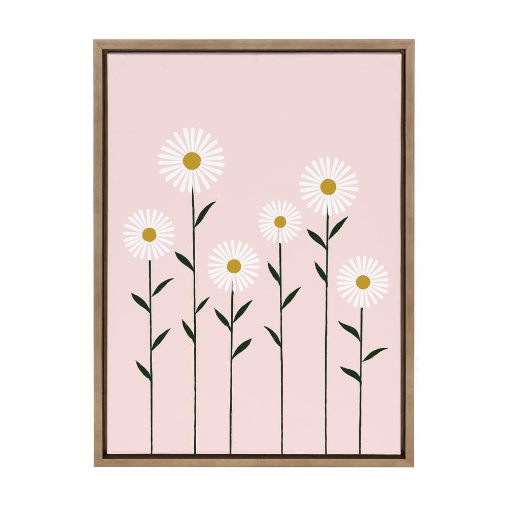 Sylvie Daisies Pink and Gold Framed Canvas Wall Art