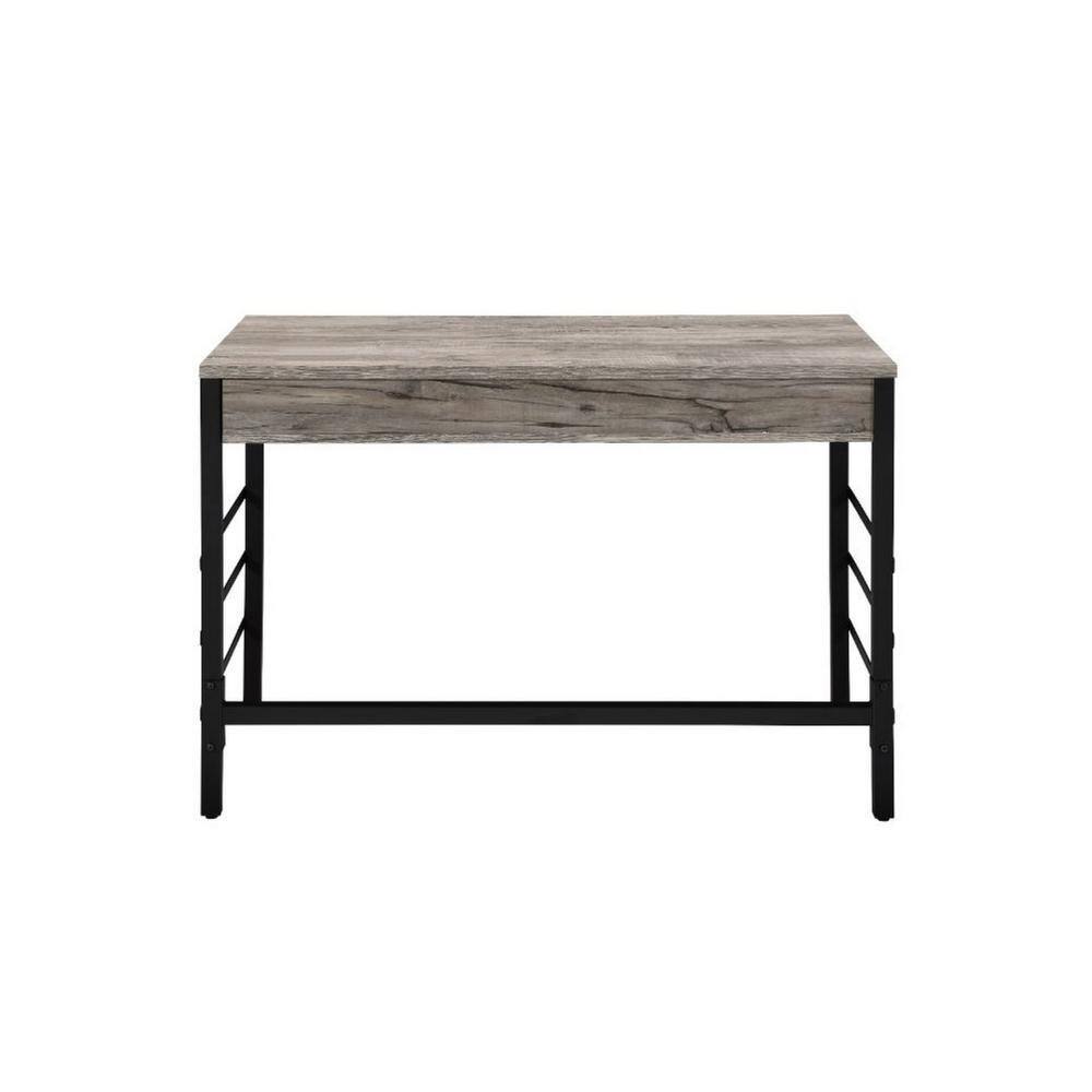 Contemporary Black and Weathered Oak Desk with USB Ports and Drawers