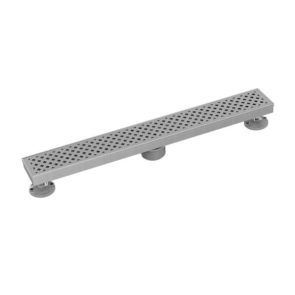 Designline Linear Shower Drain 24 in. x 3 in. Trellis Pattern Stainless Steel Decorative Drain Cover