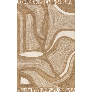 Dalia Jute Abstract Natural 5 ft. x 8 ft. Contemporary Area Rug