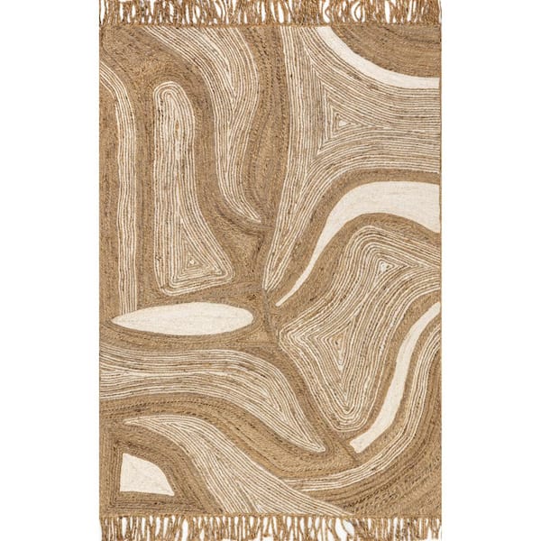 nuLOOM Dalia Jute Abstract Natural 5 ft. x 8 ft. Contemporary Area Rug