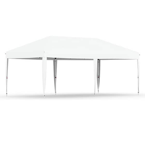 10 ft. x 20 ft. Rectangular White Pop Up Canopy Tent Heavy Duty Commercial Instant Shelter No Removable Sidewall