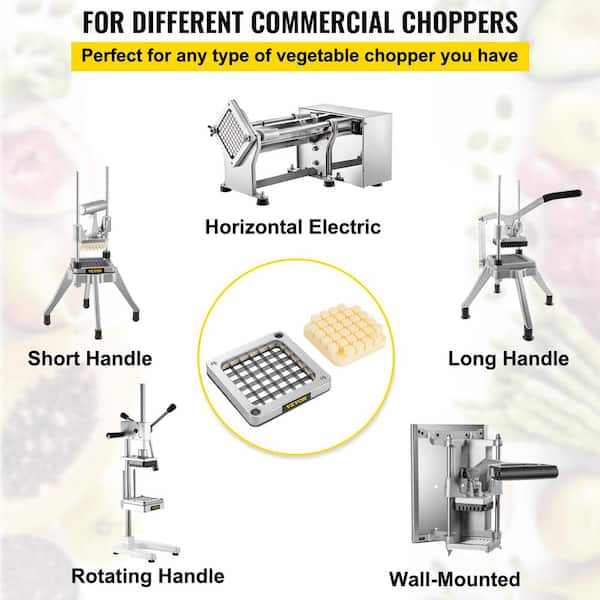 Dicer Blades Replacement 1/2 Commercial Vegetable Chopper Blade and Pusher  Block, French Fry Cutter Stainless Steel Blade for Fruit Cutting Machine