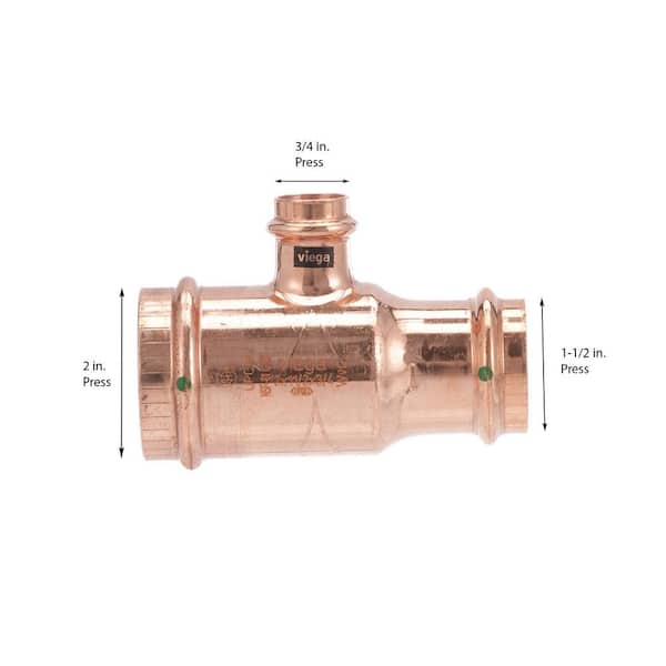 Pro Press 2 in. x 1-1/2 in. x 3/4 in. Press Copper Tee